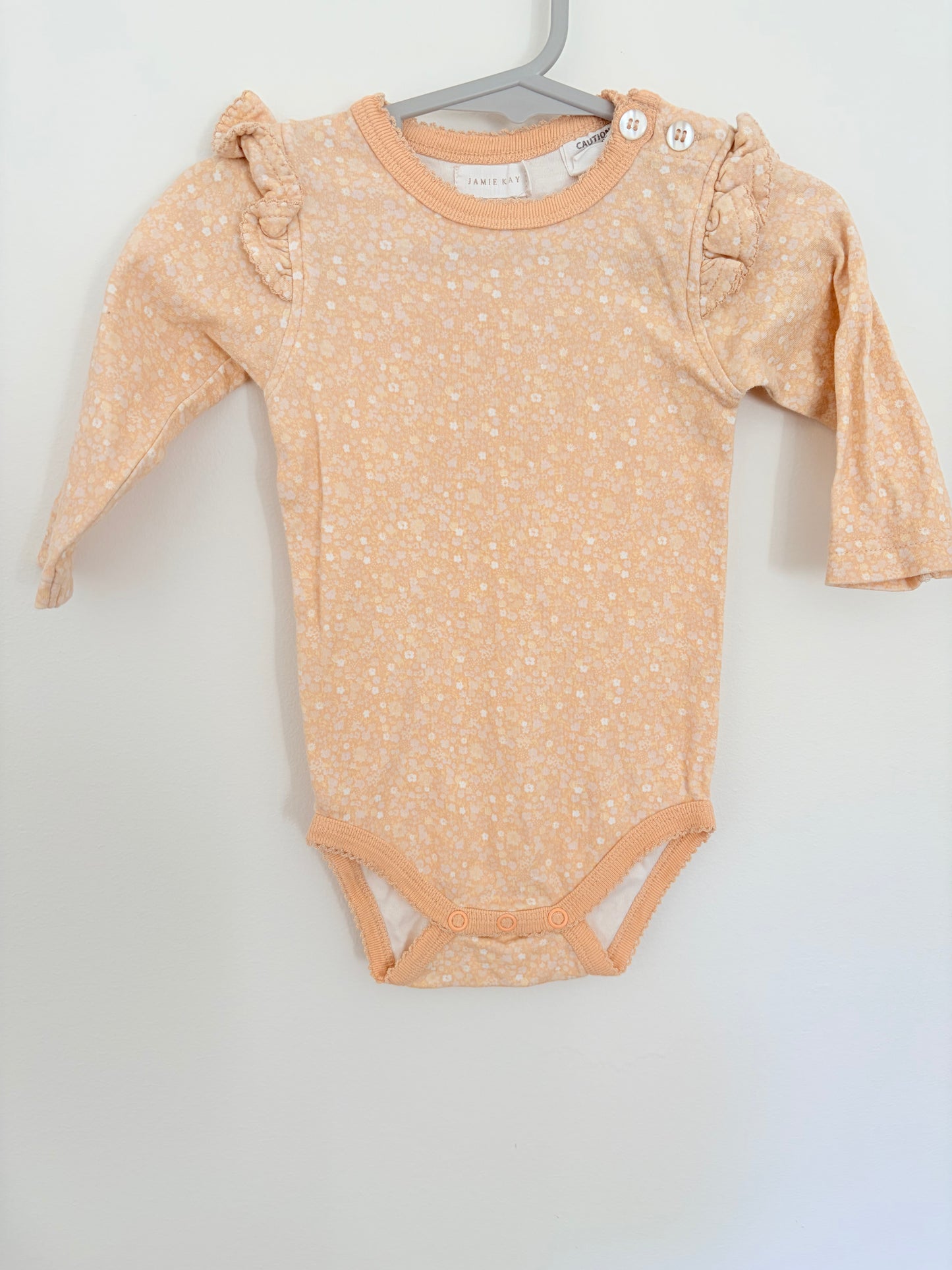 Size 0 Jamie kay sand floral print long sleeved bodysuit