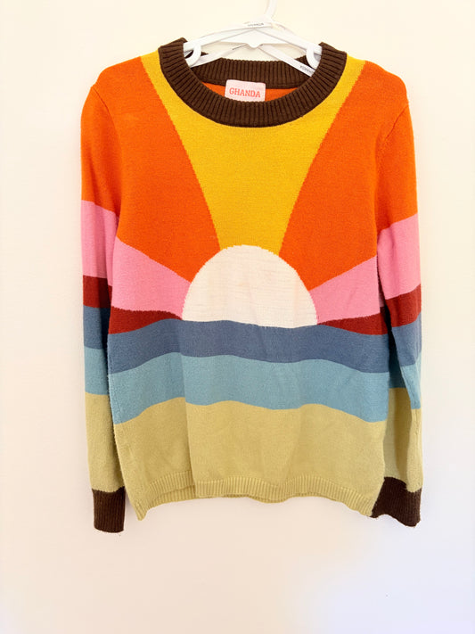 Size 7 Ghanda thin knitted jumper sunset