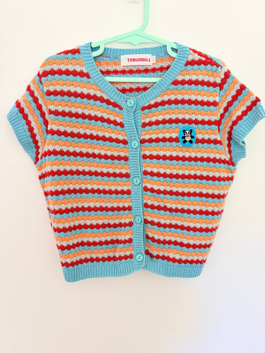 Size 6 Tinkerbell knitted cardigan with bear motif